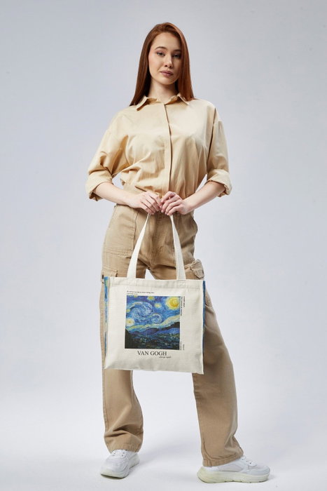 Zoozie Bags Bolso de Lona Crema con Diseño Estampado